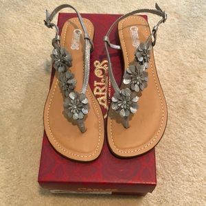 Carlos Santana silver sandals size 7